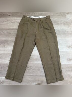 VTG 1998 Polo Ralph Lauren 100% Linen Pleated High Waist Cuff Pants ACTUAL 34x27